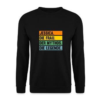 Vorname Jessica - Unisex Pullover - Schwarz - Vorne - Alina (178cm) & Michal (187cm)