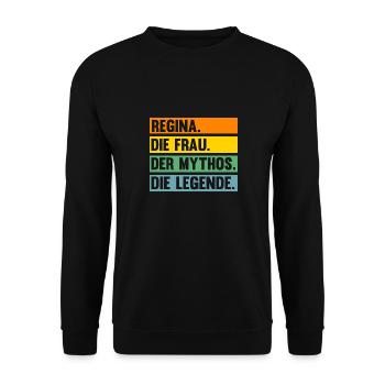 Vorname Regina - Unisex Pullover - Schwarz - Vorne - Alina (178cm) & Michal (187cm)