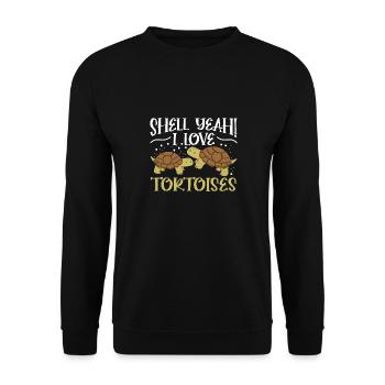 Turtle Reptile Funny Shell Yeah I Love Tortoises - Unisex Pullover - Schwarz - Vorne - Alina (178cm) & Michal (187cm)
