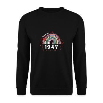 Cute Rainbow Awesome 1947 - 76. Geburtstag mit - Unisex Pullover - Schwarz - Vorne - Alina (178cm) & Michal (187cm)
