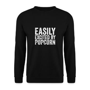 Funny Easily Excited By Popcorn Cinema Snack Movie - Unisex Sweatshirt - black - Front - Alina (178cm) & Michal (187cm)