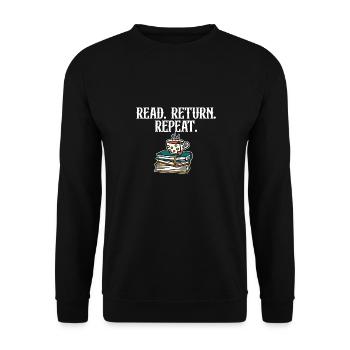 Read Return Repeat Library Worker Librarian Book - Unisex Pullover - Schwarz - Vorne - Alina (178cm) & Michal (187cm)