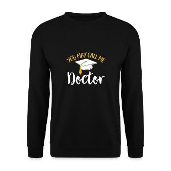 PhD Graduate Doktorgrad Ph.D. Promotion - Unisex Pullover - Schwarz - Vorne - Alina (178cm) & Michal (187cm)