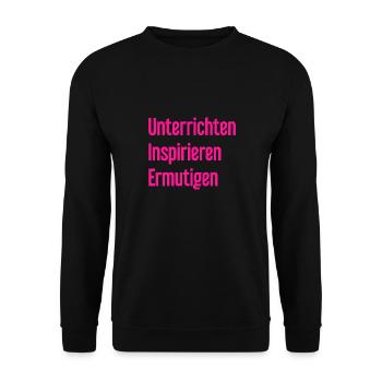 Unterrichten Inspirieren Ermutigen - Unisex Pullover - Schwarz - Vorne - Alina (178cm) & Michal (187cm)