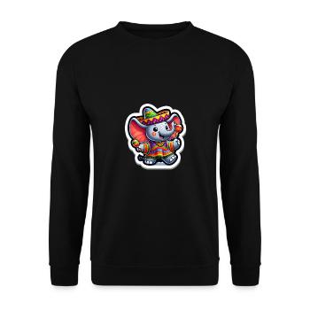 Cinco de Mayo Elefant mit Sombrero Cartoon - Unisex Pullover - Schwarz - Vorne - Alina (178cm) & Michal (187cm)