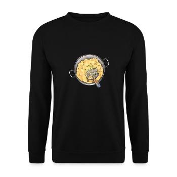 Kartoffelbrei Kartoffelpüree - Unisex Pullover - Schwarz - Vorne - Alina (178cm) & Michal (187cm)