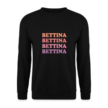 Name Bettina - Unisex Pullover - Schwarz - Vorne - Alina (178cm) & Michal (187cm)