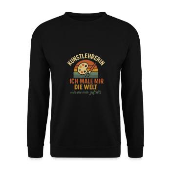 Kunstlehrerin Spruch Lehrer Schule Kreativ - Unisex Pullover - Schwarz - Vorne - Alina (178cm) & Michal (187cm)