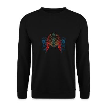 Kokopelli Duo - Man In The Maze - Red Blue - Unisex Pullover - Schwarz - Vorne - Alina (178cm) & Michal (187cm)