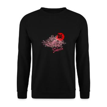Sakura Fleurs japonaises de cerisier Arbre à fleurs de cerisier - Sweat-shirt Unisexe - noir - Devant - Alina (178cm) & Michal (187cm)