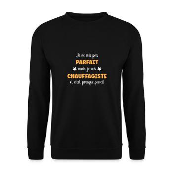 Je ne suis pas parfait mais chauffagiste - Sweat-shirt Unisexe - noir - Devant - Alina (178cm) & Michal (187cm)