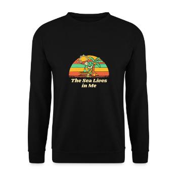 The Sea Lives in Me Beach Motivational Quote Ocean - Unisex Pullover - Schwarz - Vorne - Alina (178cm) & Michal (187cm)