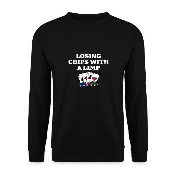 Losing Chips with a Limp Casino Poker Gambling - Unisex Sweatshirt - black - Front - Alina (178cm) & Michal (187cm)
