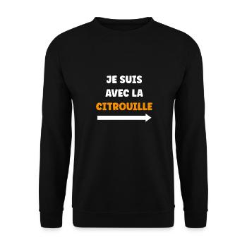 je suis avec la citrouille - Sweat-shirt Unisexe - noir - Devant - Alina (178cm) & Michal (187cm)