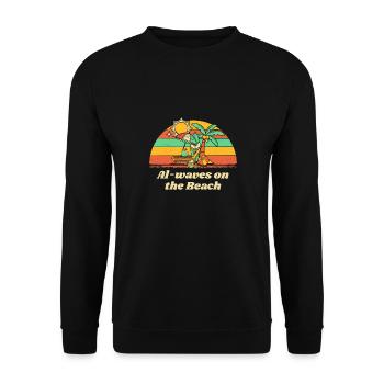 Al-waves on the Beach Summer Vacation Tropical - Unisex Sweatshirt - black - Front - Alina (178cm) & Michal (187cm)