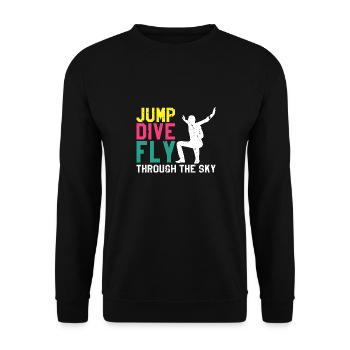 Jump Dive FLY Through The Sky Cool Retro Skydiving - Unisex Sweatshirt - black - Front - Alina (178cm) & Michal (187cm)