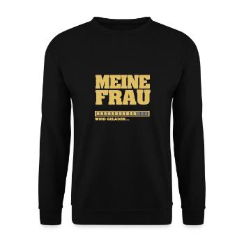 Ladebalken meine Frau heirat wird geladen - Unisex Pullover - Schwarz - Vorne - Alina (178cm) & Michal (187cm)