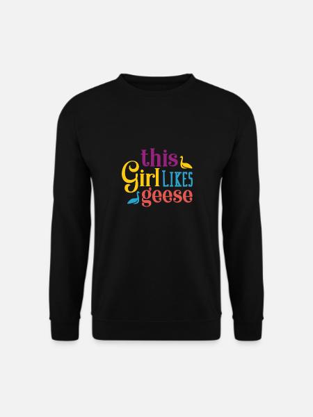 dziewczyna lubi gęsi ptasia dzika przyroda słodka gęś - Bluza unisex - czarny
