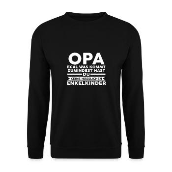 Großvater Enkelkinder Opa - Unisex Pullover - Schwarz - Vorne - Alina (178cm) & Michal (187cm)