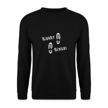 Wander Woman Herzschlag Wandern Berge Wanderwoman - Unisex Pullover - Schwarz - Vorne - Alina (178cm) & Michal (187cm)
