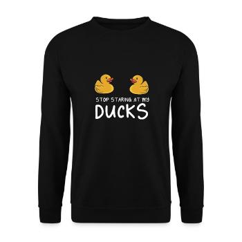 Stop Staring At My Rubber Ducks Duckling Yellow Du - Unisex Sweatshirt - black - Front - Alina (178cm) & Michal (187cm)