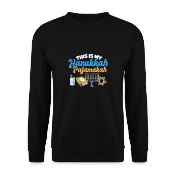 C’est mon pyjama de Hanoukka juif assorti - Sweat-shirt Unisexe - noir - Devant - Alina (178cm) & Michal (187cm)