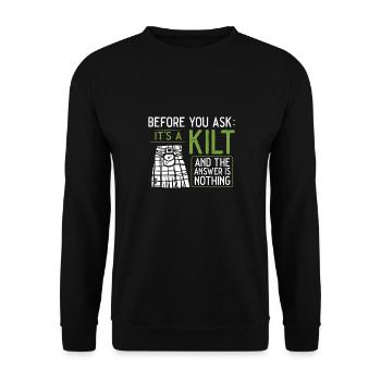 Jupe Tartan Kilt Ecossais - Sweat-shirt Unisexe - noir - Devant - Alina (178cm) & Michal (187cm)