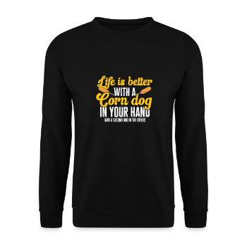 Corn Dog Corndog - Unisex Sweatshirt - black - Front - Alina (178cm) & Michal (187cm)