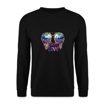See With Love Equality Pride Design - Unisex Pullover - Schwarz - Vorne - Alina (178cm) & Michal (187cm)