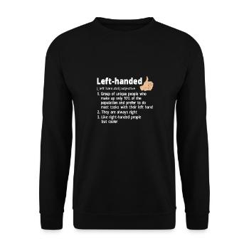 Linkshänder - Unisex Pullover - Schwarz - Vorne - Alina (178cm) & Michal (187cm)