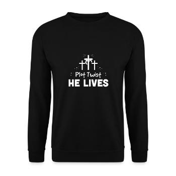 Jesus Gott Bibel Kirche Christlicher Glaube Glauben - Unisex Pullover - Schwarz - Vorne - Alina (178cm) & Michal (187cm)