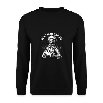 Dead Man Baking gruseliger Zombie als Bäcker - Unisex Pullover - Schwarz - Vorne - Alina (178cm) & Michal (187cm)