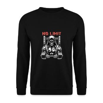 No Limit Workout Bodybuilding Skull with Dumbbell - Unisex Sweatshirt - black - Front - Alina (178cm) & Michal (187cm)