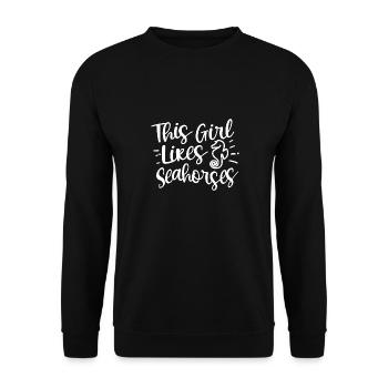 Fille aime les hippocampes Nature Animal de mer - Sweat-shirt Unisexe - noir - Devant - Alina (178cm) & Michal (187cm)