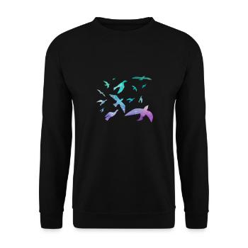 Fliegende Vögel - Unisex Pullover - Schwarz - Vorne - Alina (178cm) & Michal (187cm)