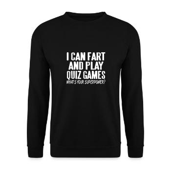 Je peux péter et jouer à des jeux de quiz drôles de superpuissance - Sweat-shirt Unisexe - noir - Devant - Alina (178cm) & Michal (187cm)