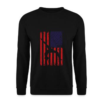 Turnen Gymnsatik US Flagge Turntrainer Geschenk T - Unisex Pullover - Schwarz - Vorne - Alina (178cm) & Michal (187cm)