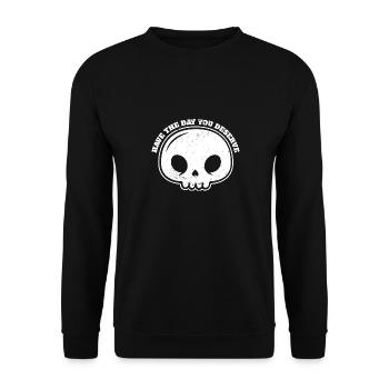 Ayez le jour où vous méritez l’esthétique grunge - Sweat-shirt Unisexe - noir - Devant - Alina (178cm) & Michal (187cm)