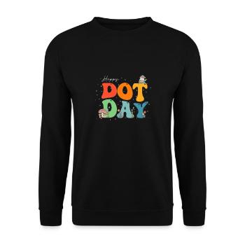 Happy Dot Day Groovy Hippie Gnome Mushroon Flowers - Unisex Sweatshirt - black - Front - Alina (178cm) & Michal (187cm)