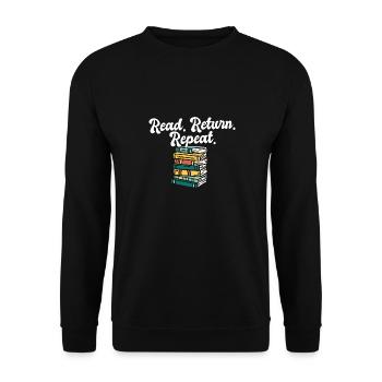Bibliothécaire Lire Retour Répéter Bibliothécaire Livre - Sweat-shirt Unisexe - noir - Devant - Alina (178cm) & Michal (187cm)