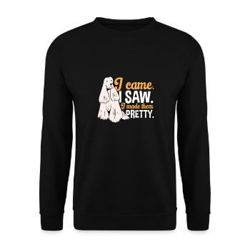 Salon de coiffure pour chiens - Sweat-shirt Unisexe - noir - Devant - Alina (178cm) & Michal (187cm)