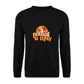 Summer Vibes Tanned And Tipsy Tropical Travel - Unisex Pullover - Schwarz - Vorne - Alina (178cm) & Michal (187cm)