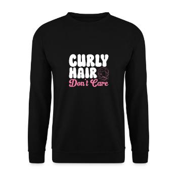 Lockiges Haar Afro Locken Natürliches Haar - Unisex Pullover - Schwarz - Vorne - Alina (178cm) & Michal (187cm)