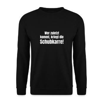 Celui qui arrive le dernier reçoit la brouette ! - Sweat-shirt Unisexe - noir - Devant - Alina (178cm) & Michal (187cm)