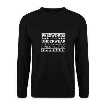 "Passwords are like underwear"| Admin - Unisex Sweatshirt - black - Front - Alina (178cm) & Michal (187cm)