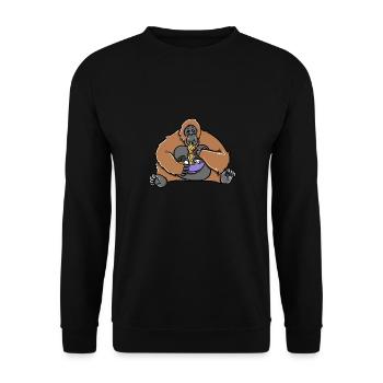 Süßer Orang-Utan isst Ramen Suppe - Unisex Pullover - Schwarz - Vorne - Alina (178cm) & Michal (187cm)