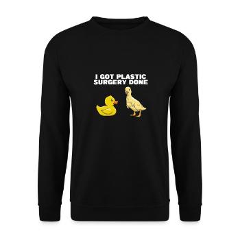I Got Plastic Surgery Done Bath Duckie Duckling - Unisex Sweatshirt - black - Front - Alina (178cm) & Michal (187cm)
