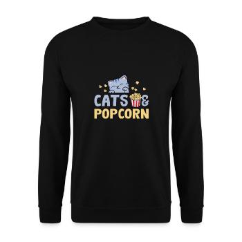 Cats and Popcorn Cute Kitty Popcorn und Filme - Unisex Pullover - Schwarz - Vorne - Alina (178cm) & Michal (187cm)