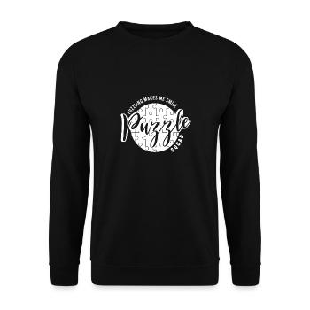 Puzzle Squad Ironic Saying Jigsaw Puzzling - Unisex Sweatshirt - black - Front - Alina (178cm) & Michal (187cm)
