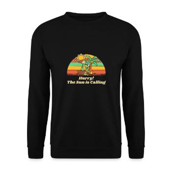 Hurry! The Sun is Calling Summer Trip Tropical - Unisex Pullover - Schwarz - Vorne - Alina (178cm) & Michal (187cm)